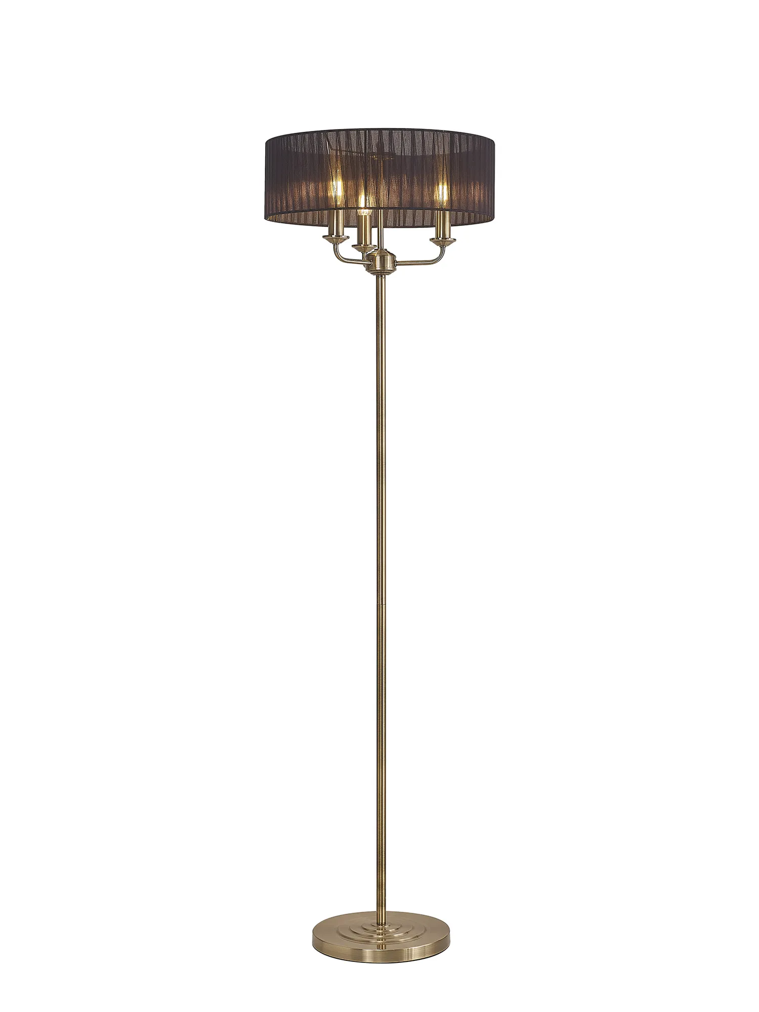 Banyan 45cm 3 Light Floor Lamp Antique Brass, Black